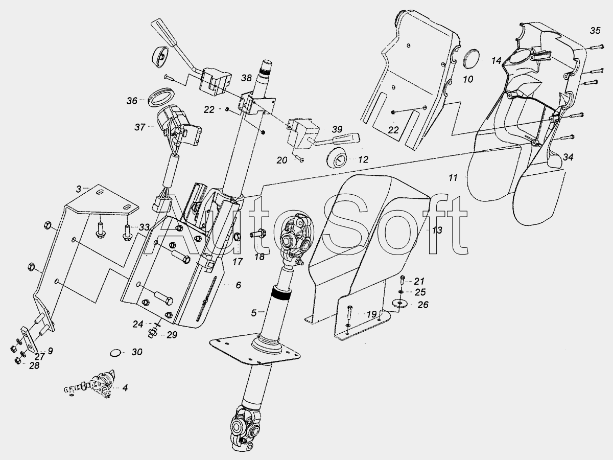 Схема рулевой колонки камаз