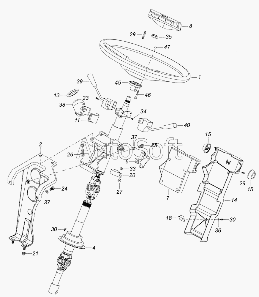 Схема рулевой колонки камаз