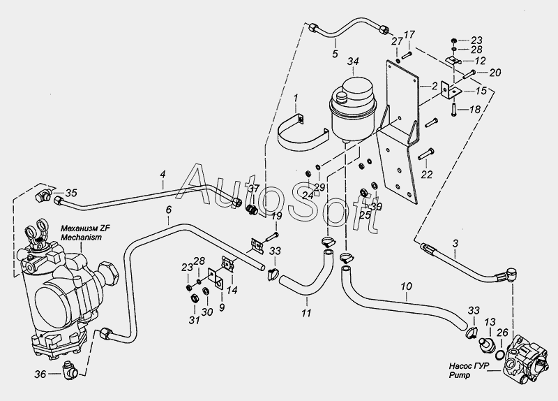 Гур камаз 6520 zf схема