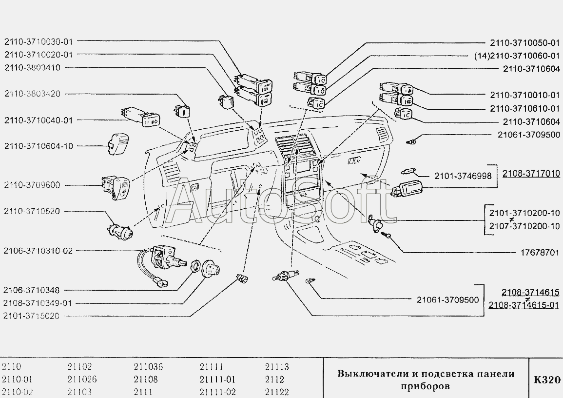 Панель ваз 2110 старого образца схема